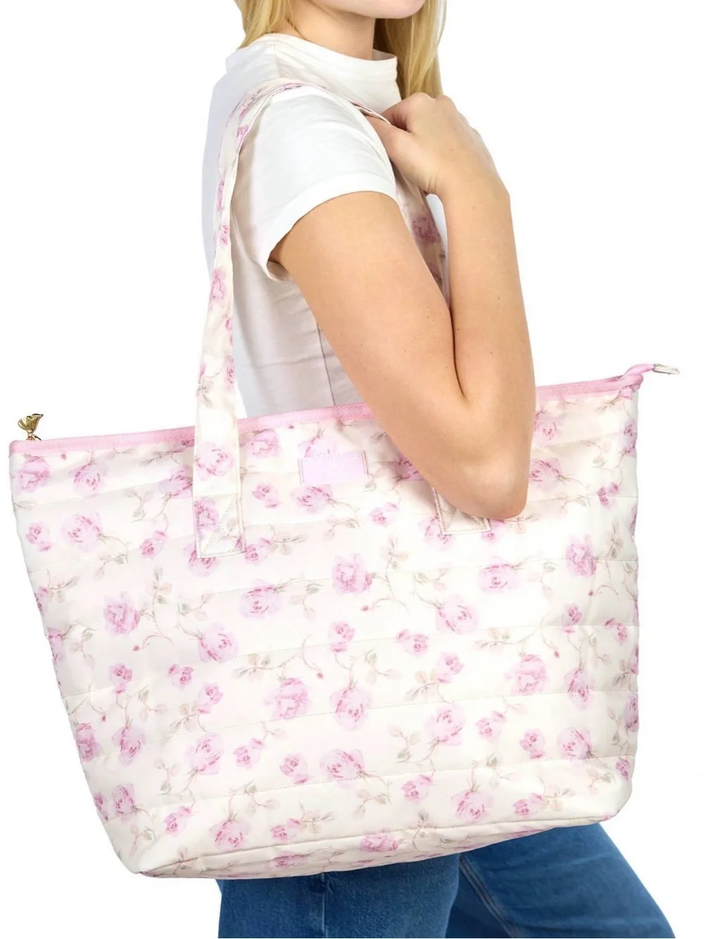 LoveShackFancy x Target - Yoobi Ribbon Rosa Quilted Tote Bag Sterling Dusk
